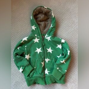 Mini Boden Green Hoodie with White Stars
